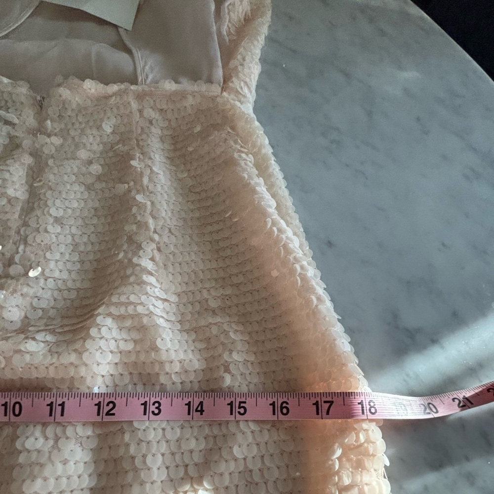 NWT Massimo Dutti Studio blush sequin dress with chiffon open back side slit  S - Picture 10 of 14